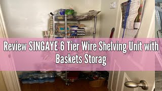 Review SINGAYE 6 Tier Wire Shelving Unit with Baskets Storage Rack Corner Shelf Shelving Adjustable [upl. by Iinden]