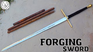 Forging a SWORD out of Rusted Iron REBAR [upl. by Stanwinn615]