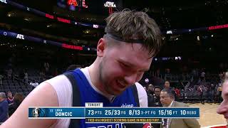 Luka Doncic talks 73pt game vs Hawks Postgame Interview [upl. by Grindlay559]