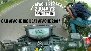 APACHE RTR 200 4V vs APACHE RTR 180  Top End  Highway battle  Bareilly Vlogger [upl. by Ruyam]