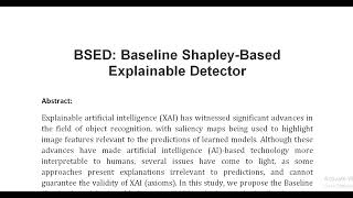 BSED Baseline Shapley Based Explainable Detector [upl. by Htepsle]