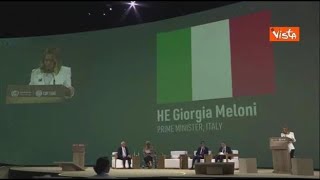 Meloni «Dall’Italia 130 milioni di euro per raggiungere gli obiettivi della Cop28» [upl. by Malva]