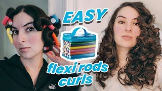 How to Use Flexi Rods on Straight Hair for EASY Heatless Curls Overnight [upl. by Aitsirk]