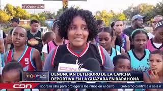 Denuncian deterioro de la cancha deportiva en La Guazara en Barahona [upl. by Rausch]