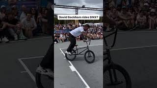 David Beckham showcasing his freestyle bike moves love viralvideo davidbeckham football bike [upl. by Thorvald]