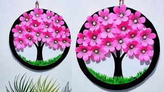 Paper Tree wall hanging craft  Paper craft for home decoration  Diy paper flower wall decoration [upl. by Nikki642]