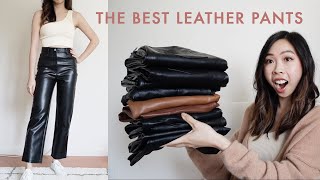 THE BEST AFFORDABLE FAUX LEATHER PANTS amp COMPARISONS TO THE ARITZIA MELINA PANT  hampm zara express [upl. by Hoffer]