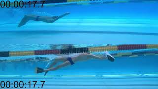 Backstroke without equipment vs fins and paddles under the water [upl. by Drais585]