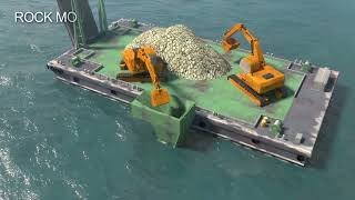 3D Animation for a Proposed Work Sequence in Reclamation works using Caissons [upl. by Yot147]