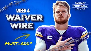 Week 4 Waiver Wire Best Pickups Injury Replacements amp Streamers  2024 Fantasy Football Advice [upl. by Naitsirhk839]