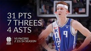 Kevin Huerter 31 pts 7 threes 4 asts vs Pacers 2324 season [upl. by Ulrick]