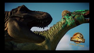 T Rex ATTACKS Edmontosaurus  Jurassic World Evolution 2 [upl. by Fairlie]