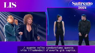 LIS Sanremo 2024  Fiorella Mannoia con Gabbani canta ‘Che sia benedetta’‘Occidentalis karma [upl. by Eada721]