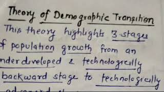 Theory of DEMOGRAPHIC TRANSITION  Explanation in Hindi Sociology Class 12 [upl. by Lehctim]