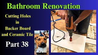 Part 38 Bathroom Renovation W BLOOPERS Cutting backer board and porcelain Tile For Whirlpool Bath [upl. by Nathanson]