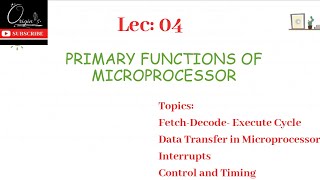 Lec 04 Chp 1 Primary function of MicroprocessorHindi [upl. by Kimmi]