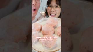 3 ingredients mochi ice cream 🍓 [upl. by Aleyam]