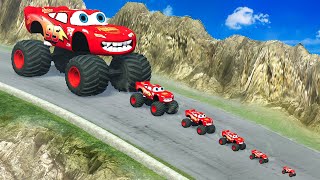 Big amp Small Monster Truck Lightning Mcqueen Teeth vs DOWN OF DEATH in BeamNG drive [upl. by Copland678]