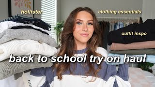 BACK TO SCHOOL TRY ON CLOTHING HAUL ft HOLLISTER  jeans cute tops sweaters amp more 2023 [upl. by Akilegna]