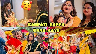 OMG Most Cutest Ganpati Bappa Bindass Kavya ke Ghar Aye 😍 Ganesh Chaturthi Festival Celebration [upl. by Nlyak]