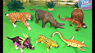 20 Prehistoric Animals  Smilodon Elasmosaurus Dimetrodon Styracosaurus Woolly Rhino Mammoth [upl. by Barbie]