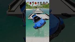 Super Heros Cars Vs Broken Bridge 😂❌😱 BeamNGDrive shorts beamngdrive [upl. by Aetnuahs317]