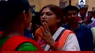 Howrah BJP’s Rupa Ganguly caught in scuffle with TMC workers outside polling booth [upl. by Udenihc295]