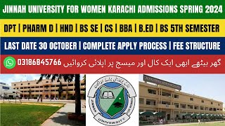 Jinnah University For Women Karachi Admissions Spring 2024  Complete Apply Process  Fee Structure [upl. by Ime]