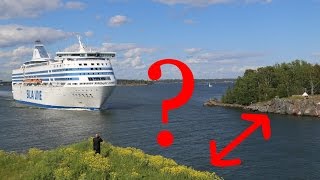 Huge Baltic ferry crossing a narrow path  Suomenlinna Helsinki [upl. by Yelyk]