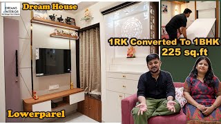 quotModern 1RK Converted to 1BHK Space Optimization Tips Revealed  225sqft Wall Hung Bed Mumbai [upl. by Aniteb138]