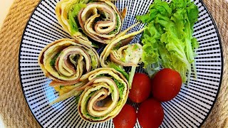 Healthy Breakfast Recipe  Ham amp Cheese Wrap Tortilla Wrap 火腿起司手卷 美味营养早餐 [upl. by Slen]