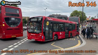 37579 works on London bus Route 346  Alexander Dennis Enviro200  Stagecoach London [upl. by Niko]