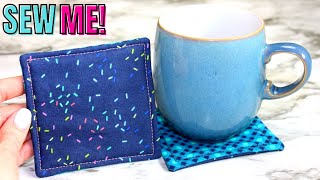 HOW TO MAKE A COASTER Easy beginner sewing tutorial DIY COASTER SEWING TUTORIAL easy home decor [upl. by Elstan]