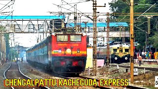 WAP 1 CHENGALPATTU KACHEGUDA EXPRESS and a Number of EMUs  Electric Loco Shed Indian Railways [upl. by Georgetta]