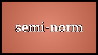 Seminorm Meaning [upl. by Coh]