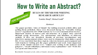 How to Write an Abstract [upl. by Eliseo970]