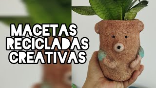 Cómo hacer macetas creativas recicladas con botellas plásticas y cemento [upl. by Vernor]