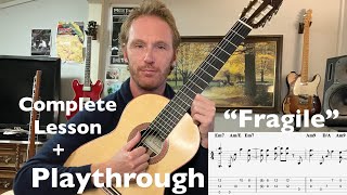 Fragile  Sting  Complete Lesson  Playthrough TAB [upl. by Heinrik388]