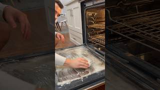 Oven Cleaning Hack Lemon and aluminum foil make this oven door look brand new shorts [upl. by Shull678]