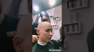 Cute girl Headshave to skin at barber💈 buzzcut haircut headshave [upl. by Ellecram551]