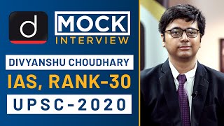 Divyanshu Choudhary Rank  30 IAS  UPSC 2020  Mock Interview I Drishti IAS English [upl. by Johnny]