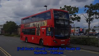 FULL ROUTE VISUAL London Bus Route 90 Northolt  Feltham [upl. by Juster401]