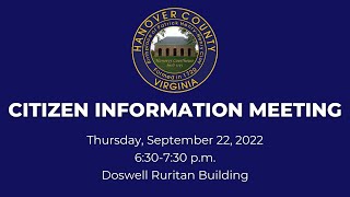 Citizen Information Meeting  September 22 2022 [upl. by Eidolem]