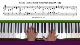 Handel Sarabande in D minor HWV 437 Piano Tutorial [upl. by Kawai]