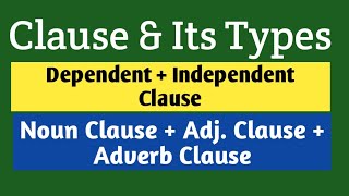 Clause and its types  Clause and types of clauses  Dependent Clause  Independent Clause [upl. by Swisher]