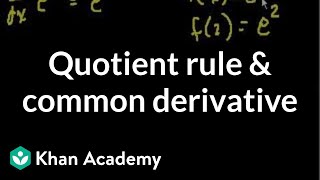 Quotient rule and common derivatives  Taking derivatives  Differential Calculus  Khan Academy [upl. by Yerroc]