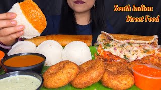 Eating Masala Dosa  Idli Vada Sambhar  Uttapam amp Gajar Ka Halwa  South Indian food  Street food [upl. by Fugazy398]