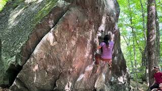 Rumney bouldering Child Prodigy V6 [upl. by Enyrehtac247]