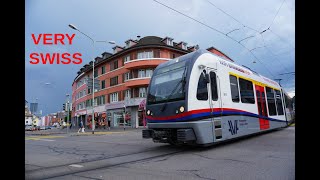 Street Running Trains in Dietikon  BremgartenDietikonBahn  Aargau Verkehr AG [upl. by Arhsub199]