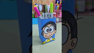 Doraemon Pen Holder Craft idea For School kidscraft viralshort youtubeshorts shortsfeed [upl. by Uzziel]